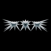 a white starburst on a black background