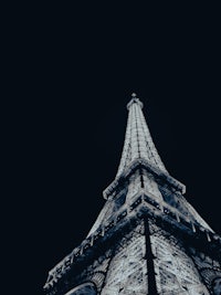 the eiffel tower is shown in black and white